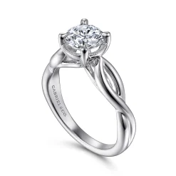 Discount Gabriel & Co. Emiliana - 14K White Gold Split Shank Round Diamond Engagement Ring