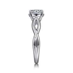 Discount Gabriel & Co. Emiliana - 14K White Gold Split Shank Round Diamond Engagement Ring