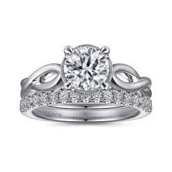 Discount Gabriel & Co. Emiliana - 14K White Gold Split Shank Round Diamond Engagement Ring