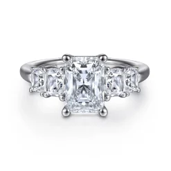 Hot Gabriel & Co. Emilie - 14K White Gold Five Stone Radiant Cut Diamond Engagement Ring