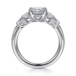 Hot Gabriel & Co. Emilie - 14K White Gold Five Stone Radiant Cut Diamond Engagement Ring