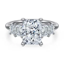 Hot Gabriel & Co. Emilie - 14K White Gold Five Stone Radiant Cut Diamond Engagement Ring