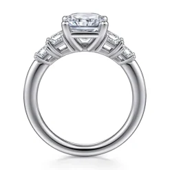 Hot Gabriel & Co. Emilie - 14K White Gold Five Stone Radiant Cut Diamond Engagement Ring