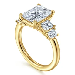 Hot Gabriel & Co. Emilie - 14K Yellow Gold Five Stone Radiant Cut Diamond Engagement Ring