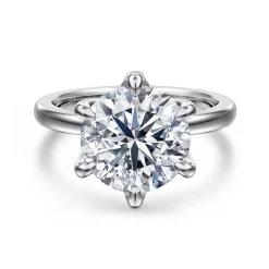 New Gabriel & Co. Emma - 14K White Gold Round Solitaire Engagement Ring