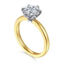 Best Gabriel & Co. Emma - 14K White-Yellow Gold 6 Prong Round Solitaire Engagement Ring