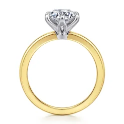 Best Gabriel & Co. Emma - 14K White-Yellow Gold 6 Prong Round Solitaire Engagement Ring