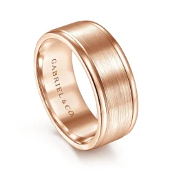 Outlet Gabriel & Co. Emmett - 14K Rose Gold 8mm - Men's Wedding Band in Satin Finish