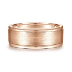 Outlet Gabriel & Co. Emmett - 14K Rose Gold 8mm - Men's Wedding Band in Satin Finish