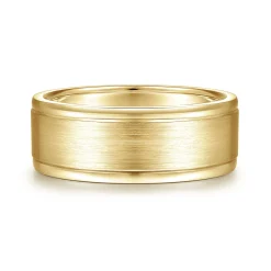 Best Gabriel & Co. Emmett - 14K Yellow Gold 8mm - Men's Wedding Band in Satin Finish