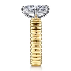 Best Gabriel & Co. Empress - 14K White-Yellow Gold Compass Bezel Prong Pear Diamond Engagement Ring