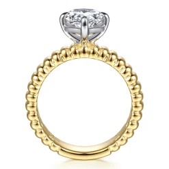 Best Gabriel & Co. Empress - 14K White-Yellow Gold Compass Bezel Prong Pear Diamond Engagement Ring