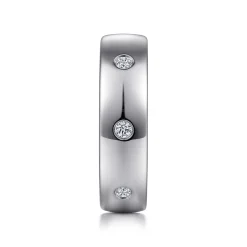 Best Gabriel & Co. Emrys - 14K White Gold Diamond Men's Wedding Ring in High Polished Finish