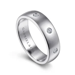 Best Gabriel & Co. Emrys - 14K White Gold Diamond Men's Wedding Ring in High Polished Finish