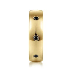 Sale Gabriel & Co. Emrys - 14K Yellow Gold Black Diamond Men's Wedding Ring in High Polished Finish