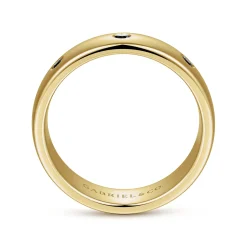 Sale Gabriel & Co. Emrys - 14K Yellow Gold Black Diamond Men's Wedding Ring in High Polished Finish