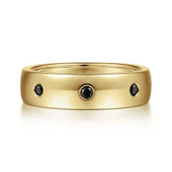 Sale Gabriel & Co. Emrys - 14K Yellow Gold Black Diamond Men's Wedding Ring in High Polished Finish