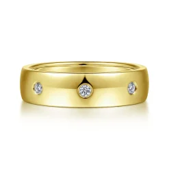 Clearance Gabriel & Co. Emrys - 14K Yellow Gold Diamond Men's Wedding Ring in High Polished Finish