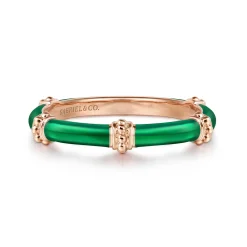 Online Gabriel & Co. Enamel - 14K Rose Gold Bujukan Bar Split Stackable with Chrome Green Enamel