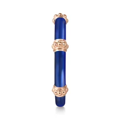 Gabriel & Co. Enamel - 14K Rose Gold Bujukan Bar Split Stackable with Chrome Blue Enamel