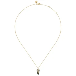 Best Gabriel & Co. Enamel - 14K White and Yellow Gold Diamond Pendant Necklace with Black Enamel