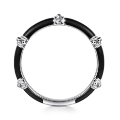 Hot Gabriel & Co. Enamel - 14K White Gold Bujukan Bar Split Stackable with Black Enamel