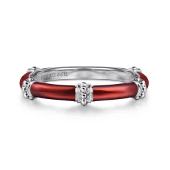 Sale Gabriel & Co. Enamel - 14K White Gold Bujukan Bar Split Stackable with Chrome Red Enamel