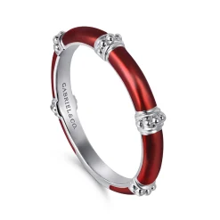 Sale Gabriel & Co. Enamel - 14K White Gold Bujukan Bar Split Stackable with Chrome Red Enamel