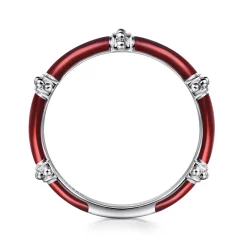 Sale Gabriel & Co. Enamel - 14K White Gold Bujukan Bar Split Stackable with Chrome Red Enamel