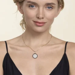 Outlet Gabriel & Co. Enamel - 14K White Gold Diamond Medallion With Detachable Bail with Black Enamel