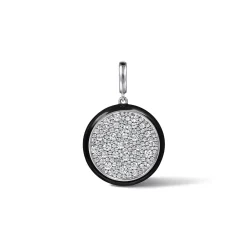 Outlet Gabriel & Co. Enamel - 14K White Gold Diamond Medallion With Detachable Bail with Black Enamel