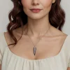 Outlet Gabriel & Co. Enamel - 14K White Gold Graduating Diamond Pendant Necklace with Black Enamel