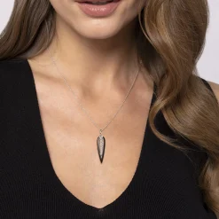 Outlet Gabriel & Co. Enamel - 14K White Gold Graduating Diamond Pendant Necklace with Black Enamel