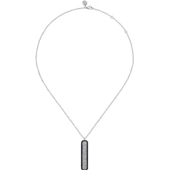 Discount Gabriel & Co. Enamel - 14K White Gold Pave Diamond Bar Necklace with Black Enamel