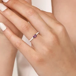 Sale Gabriel & Co. Enamel - 14K Yellow Gold Amethyst Cocktail Stackable with White Enamel