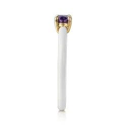 Sale Gabriel & Co. Enamel - 14K Yellow Gold Amethyst Cocktail Stackable with White Enamel
