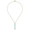 Gabriel & Co. Enamel - 14K Yellow Gold Blue Topaz Bar Necklace with Mint Green Enamel