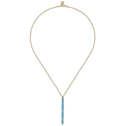 Outlet Gabriel & Co. Enamel - 14K Yellow Gold Blue Topaz Bar Necklace with Dusk Blue Enamel