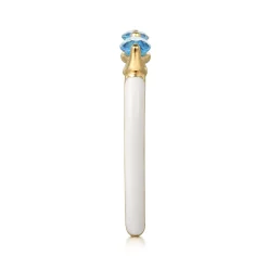 Best Gabriel & Co. Enamel - 14K Yellow Gold Blue Topaz Open Stackable with White Enamel