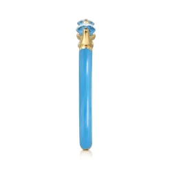 Online Gabriel & Co. Enamel - 14K Yellow Gold Blue Topaz Open Stackable with Dusk Blue Enamel