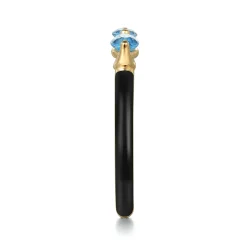 Sale Gabriel & Co. Enamel - 14K Yellow Gold Blue Topaz Open Stackable with Black Enamel