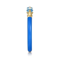 Hot Gabriel & Co. Enamel - 14K Yellow Gold Blue Topaz Open Stackable with Blue Enamel