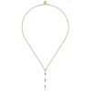 Sale Gabriel & Co. Enamel - 14K Yellow Gold Blue Topaz Bar Necklace with White Enamel