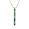 Gabriel & Co. Enamel - 14K Yellow Gold Blue Topaz Bar Necklace with Chrome Green Enamel