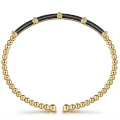 Discount Gabriel & Co. Enamel - 14K Yellow Gold Bujukan and Bar Split Bangle with Black Enamel