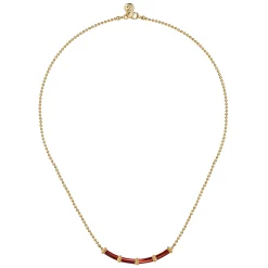 Gabriel & Co. Enamel - 14K Yellow Gold Bujukan Bar Necklace with Chrome Red Enamel
