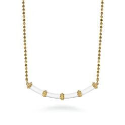 Discount Gabriel & Co. Enamel - 14K Yellow Gold Bujukan Bar Necklace with White Enamel
