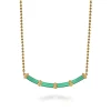 Clearance Gabriel & Co. Enamel - 14K Yellow Gold Bujukan Bar Necklace with Mint Green Enamel