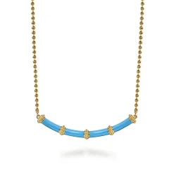 Hot Gabriel & Co. Enamel - 14K Yellow Gold Bujukan Bar Necklace with Dusk Blue Enamel