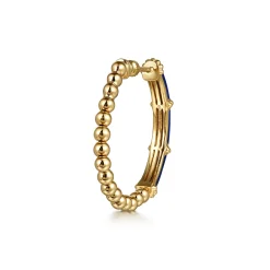 Online Gabriel & Co. Enamel - 14K Yellow Gold Bujukan Beads and Bar Split Classic Hoop with Chrome Blue Enamel
